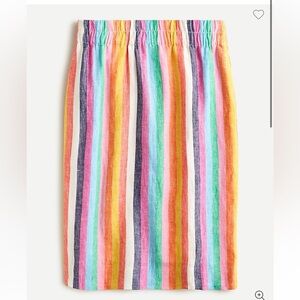 NWT J. Crew Rainbow Striped Linen Skirt